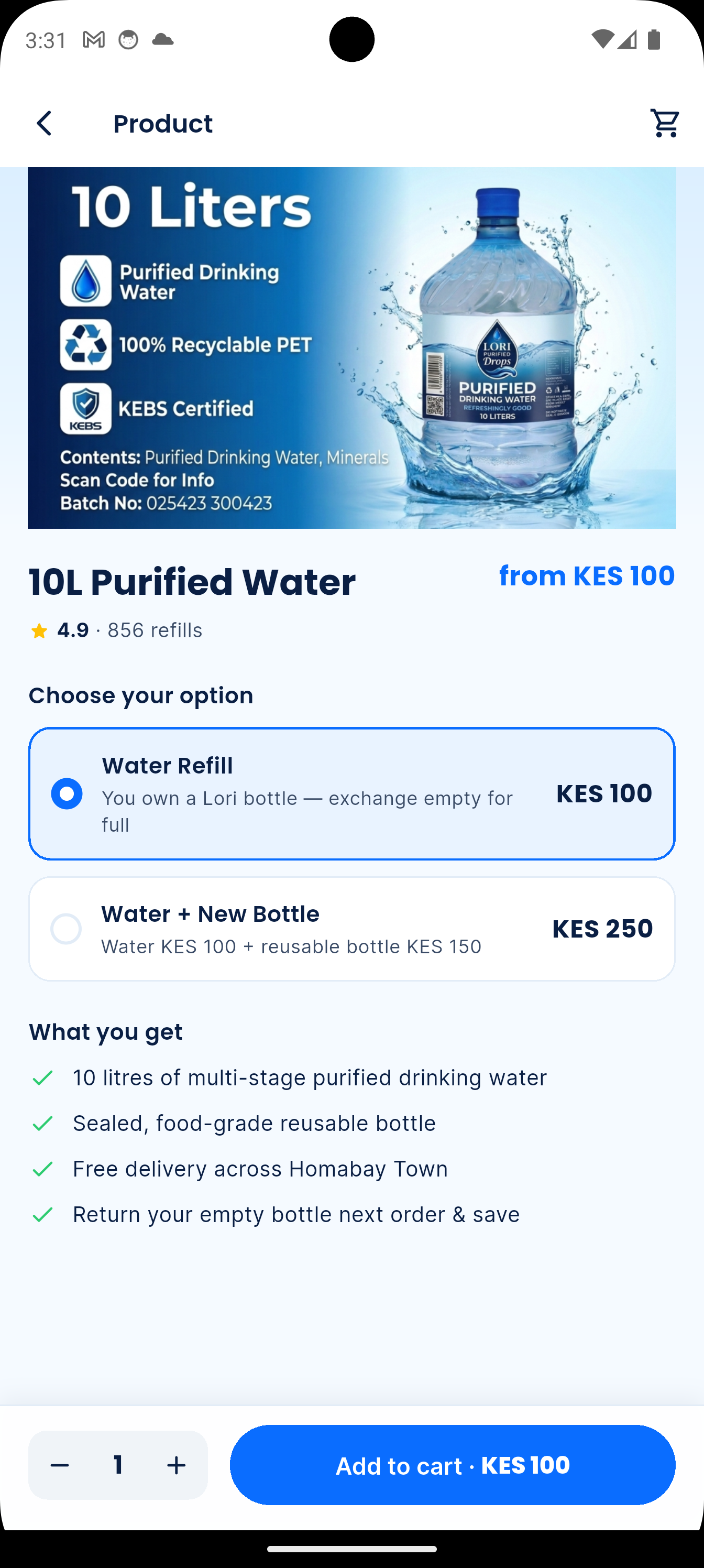 Live order tracking screen with map, delivery timeline and M-PESA pay button
